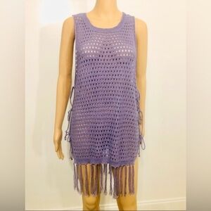 Woven Purple Swimsuit Bathing suit Mesh Cover Up One Size